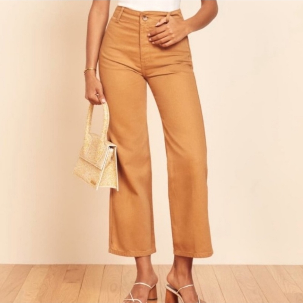 Reformation Tan High-Waisted Jeans